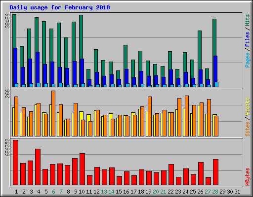 Daily usage for February 2010