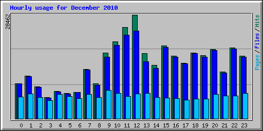 Hourly usage for December 2010