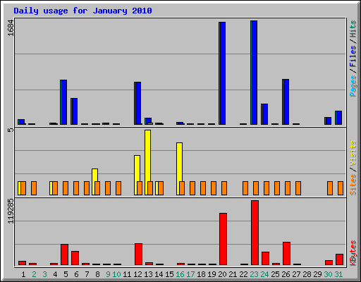Daily usage for January 2010